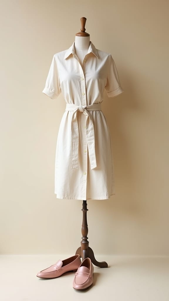 15 Summer Business Casual Outfits 8 belted dress with loafers