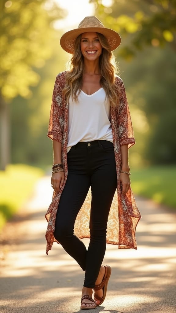 15 Summer Outfits for Moms That Are Stylish 10 boho chic with leggings