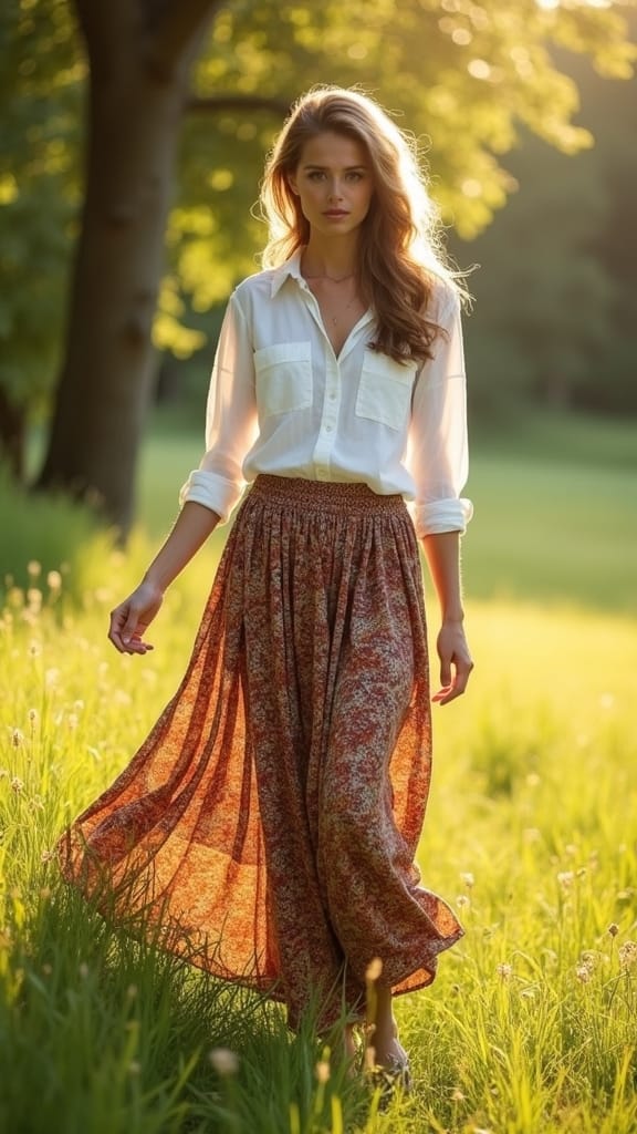 15 Long Skirt Outfits for Summer 4 boho style summer outfit