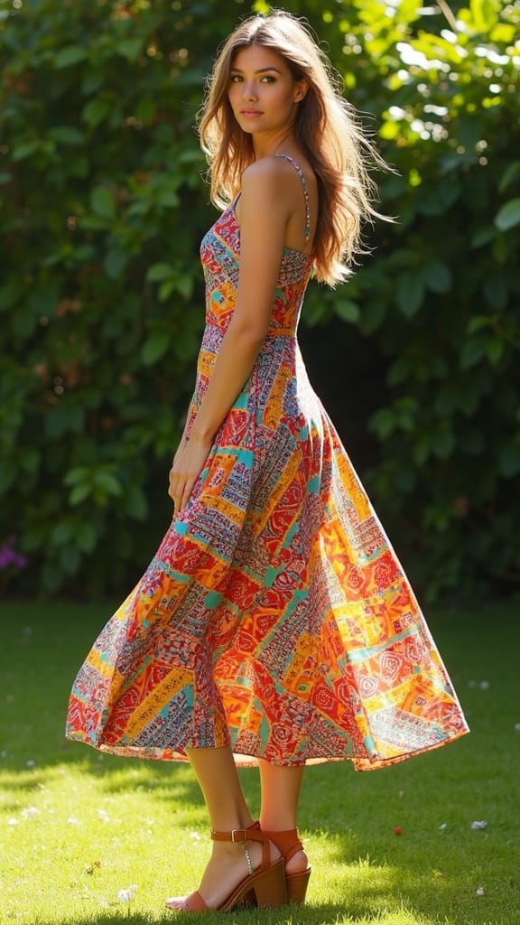 15 Trendy Summer Outfits to Wear This Season 8 bold midi dress wedges