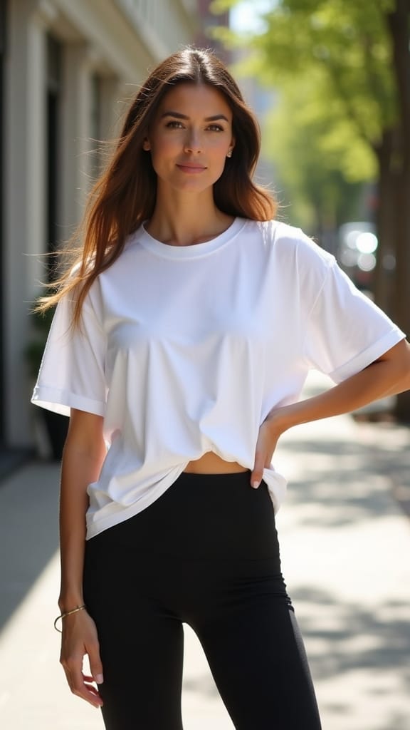 15 Leggings Outfits for Summer Comfortt 5 casual oversized graphic tee