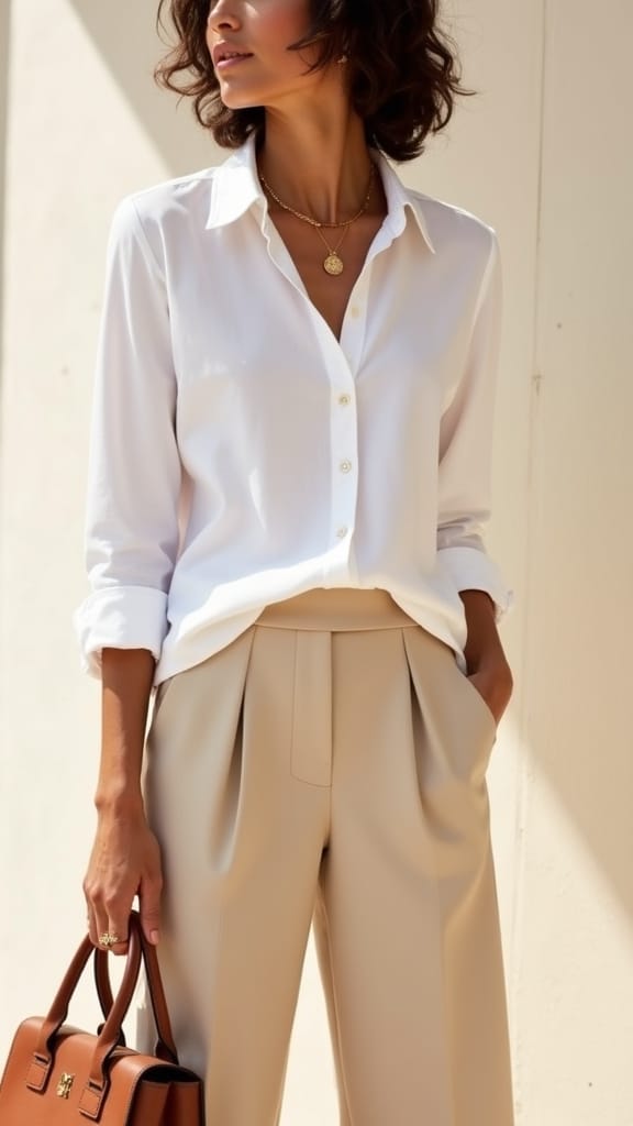 15 Summer Business Casual Outfits 5 cotton blouse wide leg pants