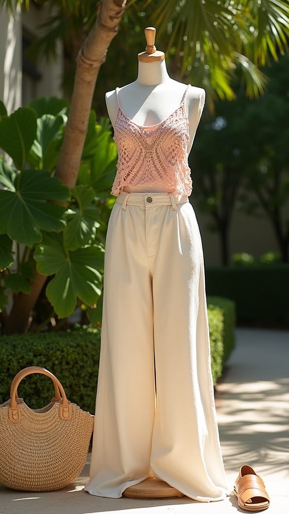 15 Summer Outfit Ideas 12 crochet tops flared pants
