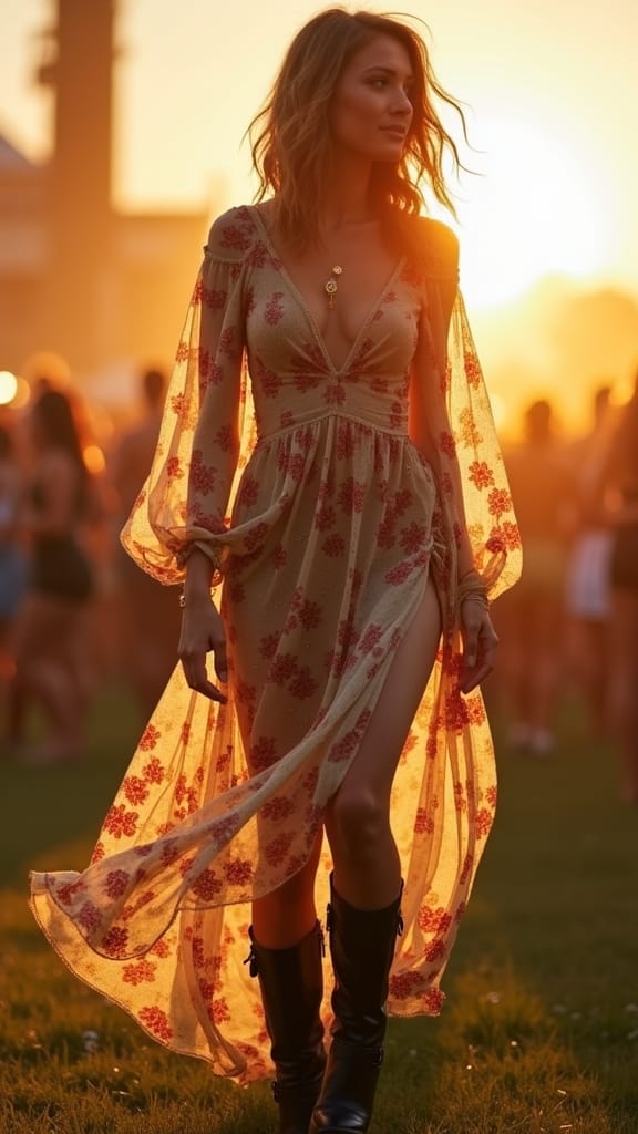 15 Summer Concert Outfits to Rock the Event 11 elegant sheer dress styling