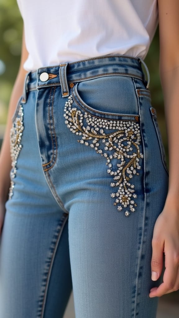 15 Jeans Summer Outfits for a Casual Look 15 embellished jeans solid tee