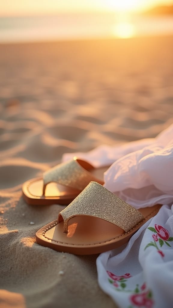 15 Summer Vacation Outfits 11 glittery sandals sundress elegance