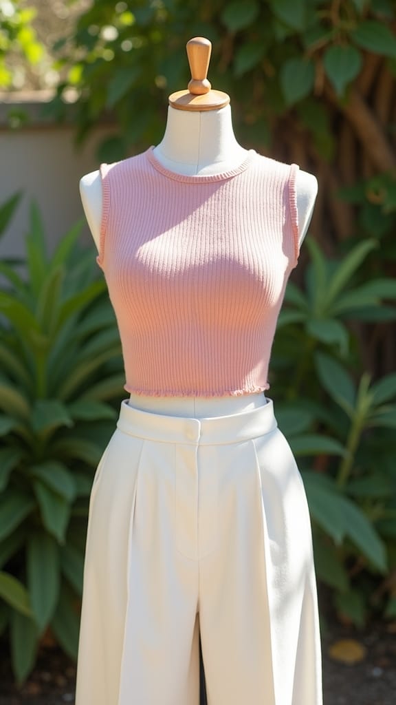 15 Cute Summer Outfits for a Stylish Look 14 knit top wide leg pants