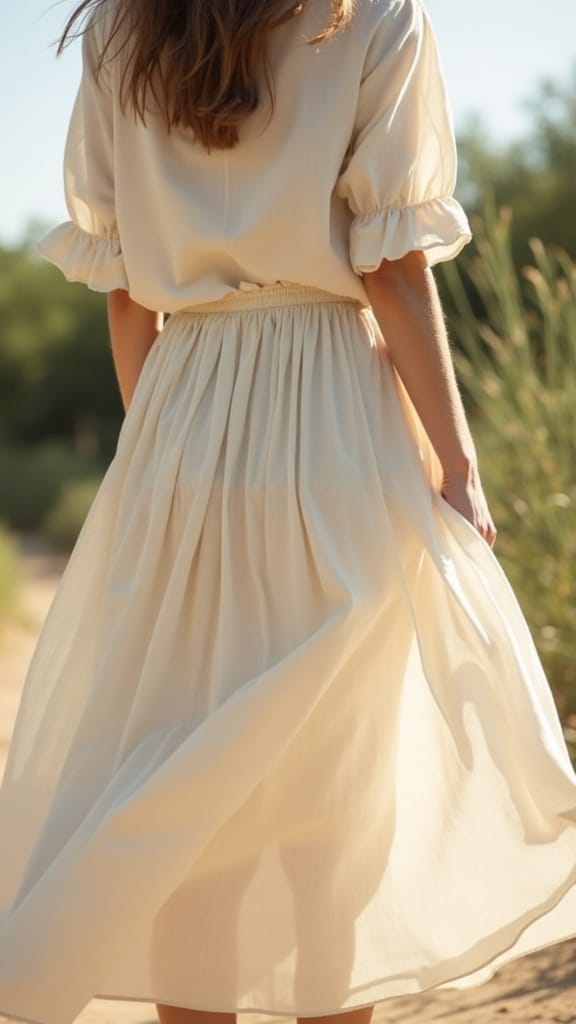 15 Long Skirt Outfits for Summer 9 linen skirt flowy blouse