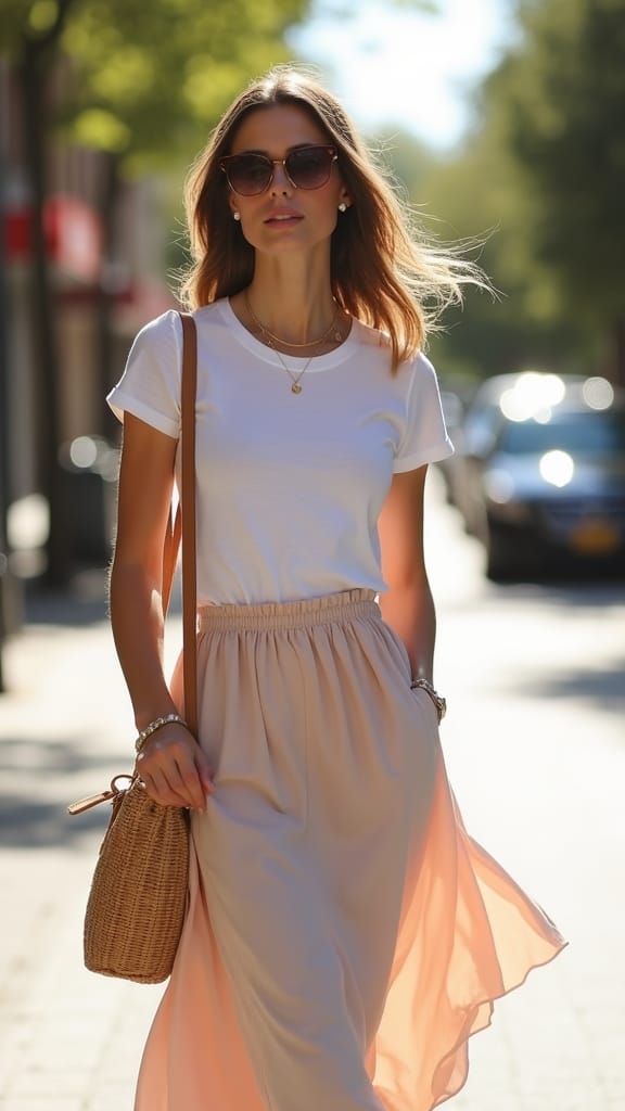 15 Midsize Summer Outfits for a Goodlook 4 midi skirt fitted tee