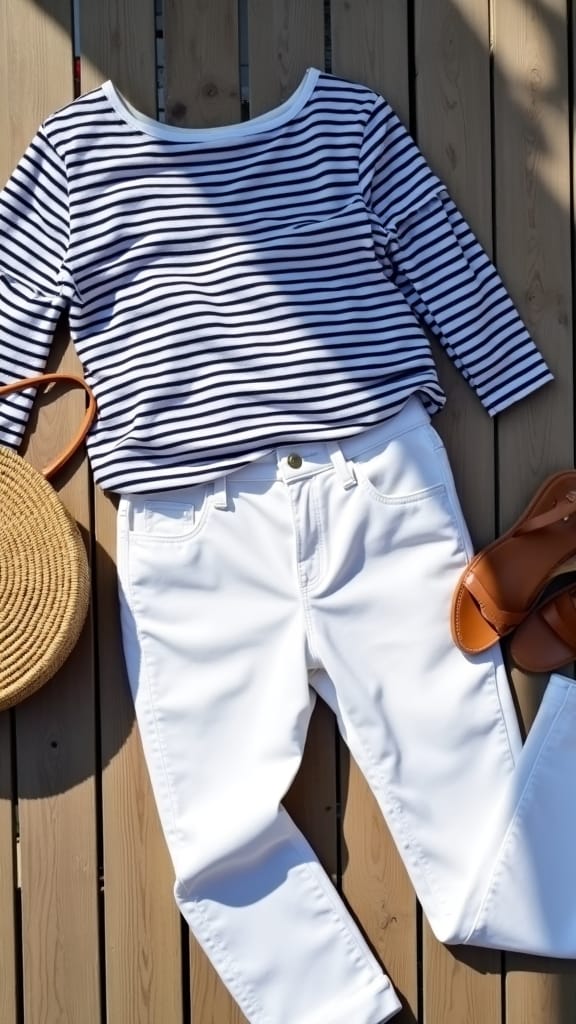 15 Preppy Summer Outfits for a Fresh Look 2 striped breton top outfit