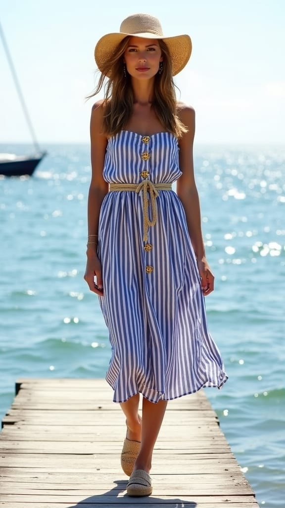 15 Summer Vacation Outfits 8 striped midi dress summer style