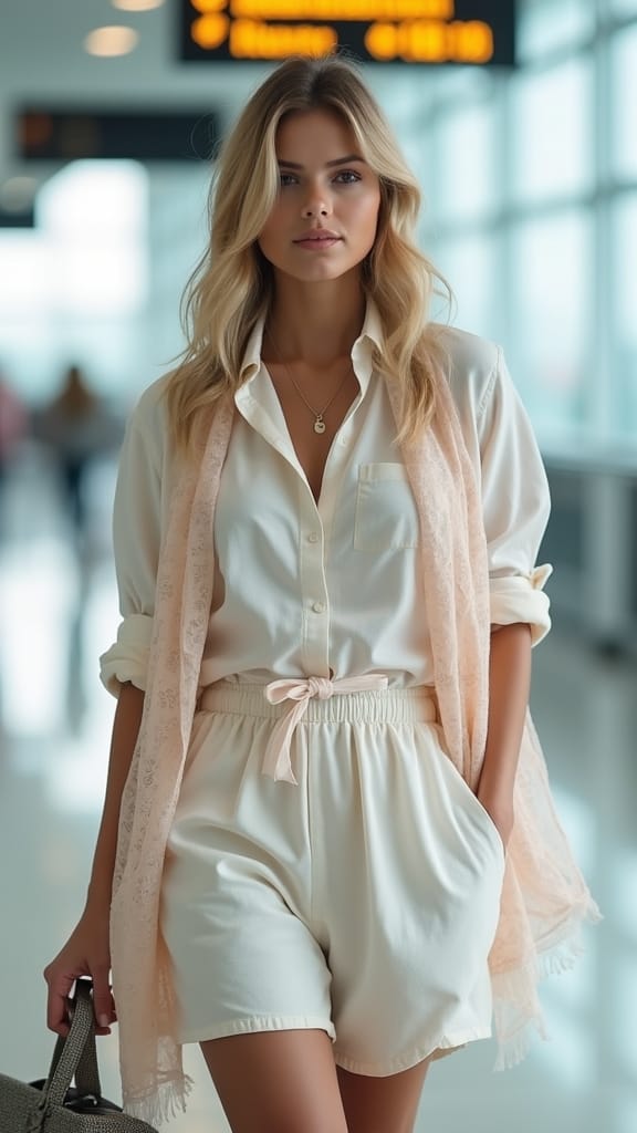 stylish airport travel outfit