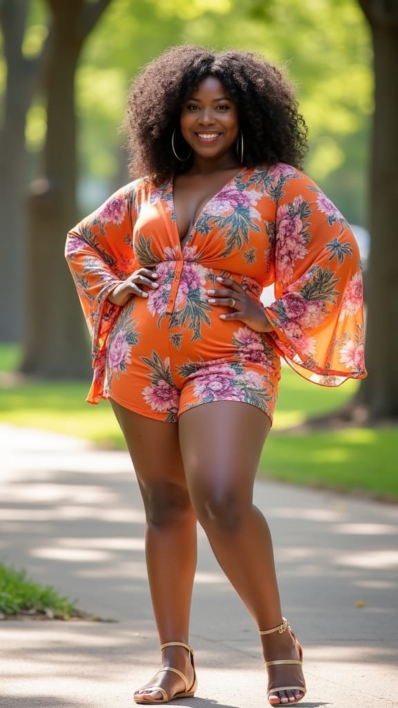 15 Thick Girlfriend Summer Outfits to Slay 12 stylish romper with sleeves