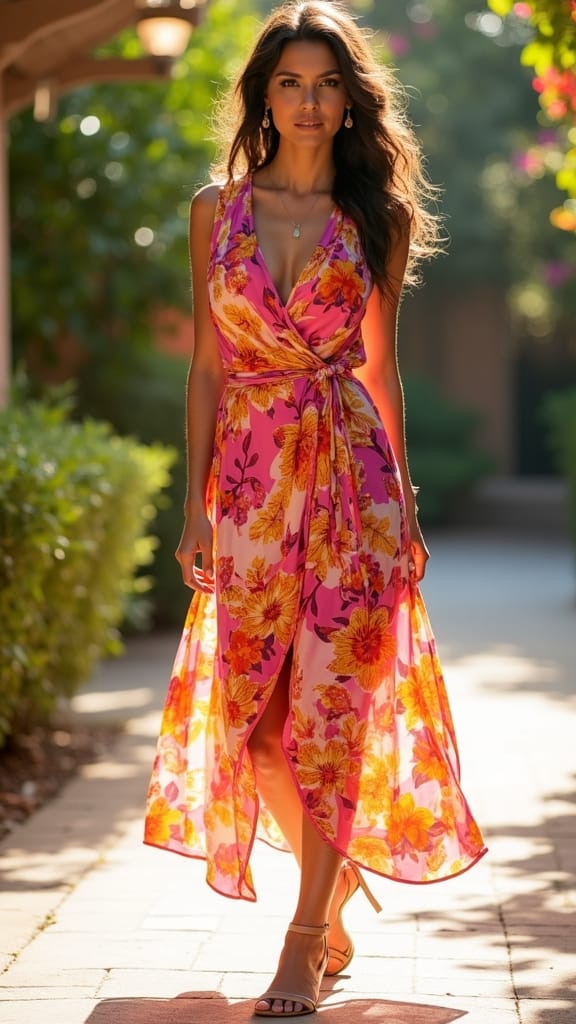 15 Latina Fashion Outfits for Summer Style 5 stylish vibrant wrap dress