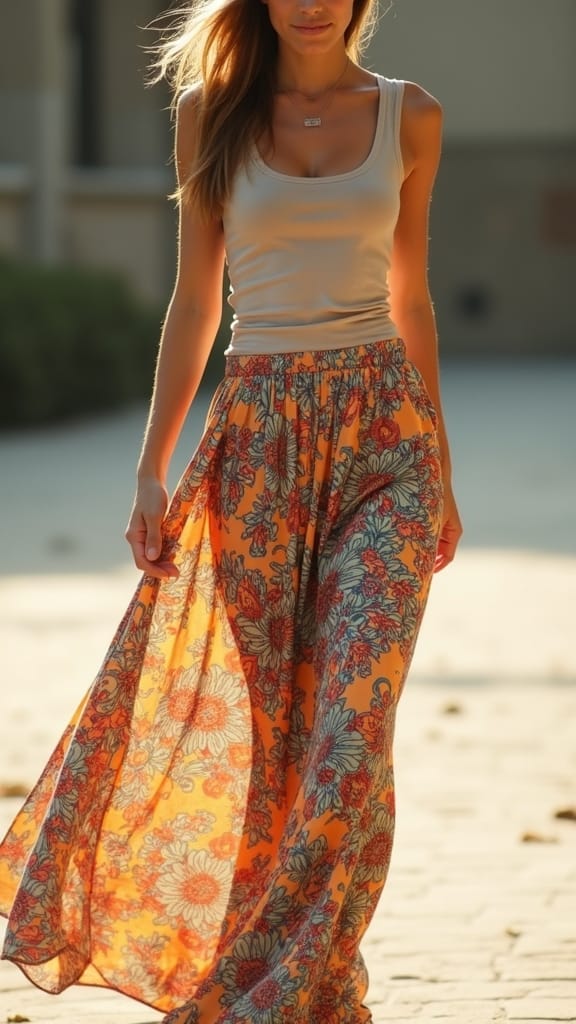 15 Long Skirt Outfits for Summer 12 summer maxi skirt outfit