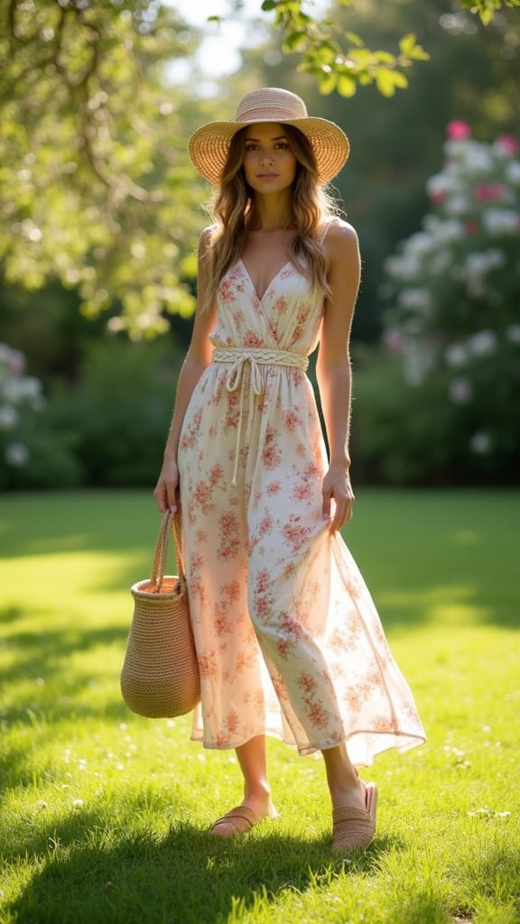 15 Summer Outfits for Moms That Are Stylish 12 sundress and espadrilles combo