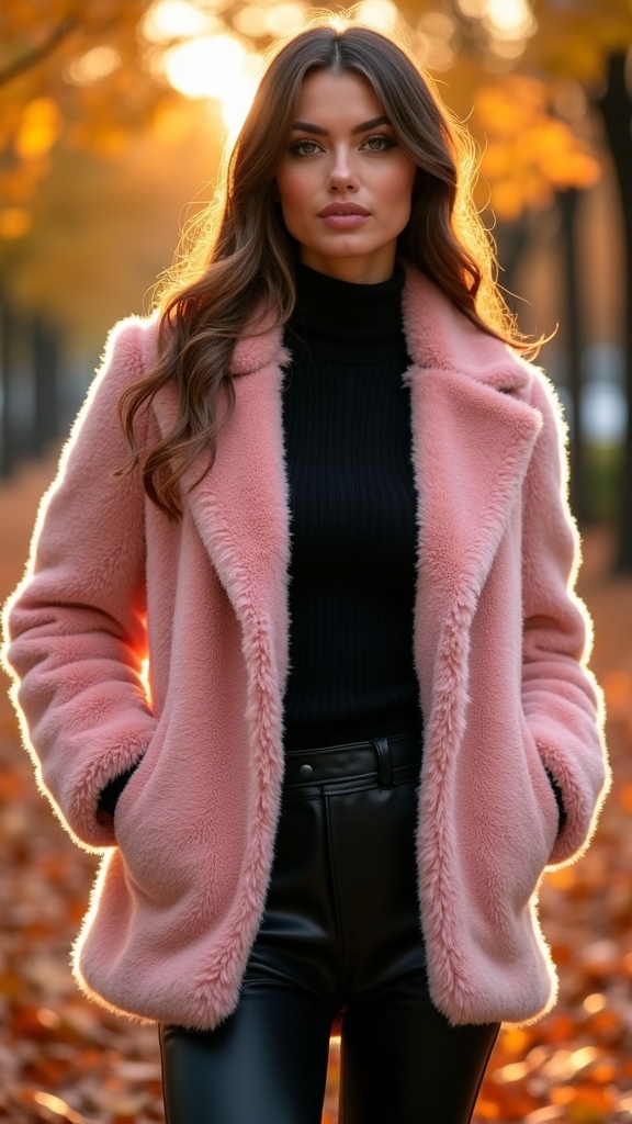 20 Chic Pink Fall Outfits 15 bold pink coat ensemble