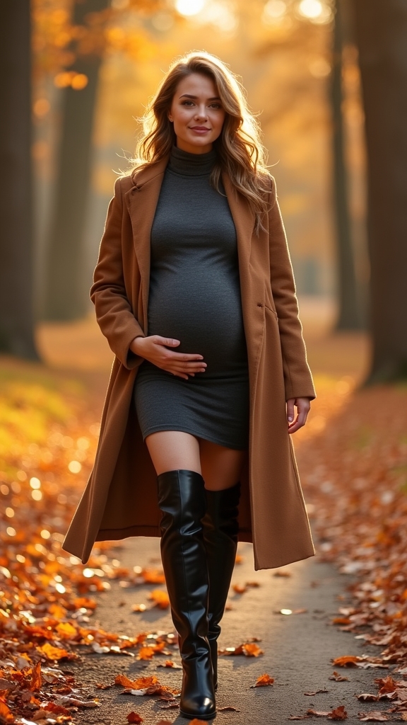 20 Cozy and Chic Fall Maternity Outfits 9 chic fall maternity outfit
