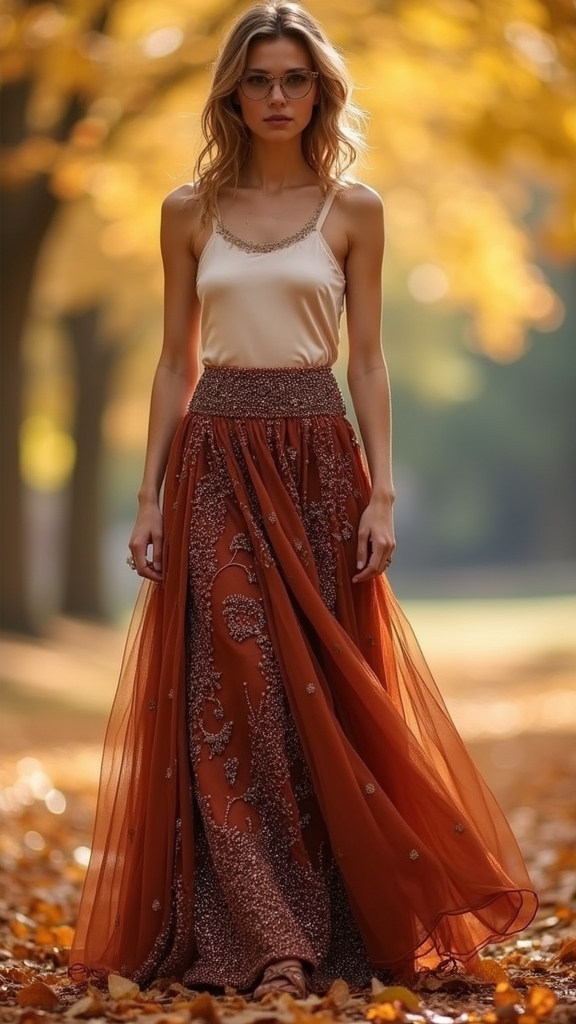 20 Chic Fall Long Skirt Outfits 19 chic fall outfit pairing