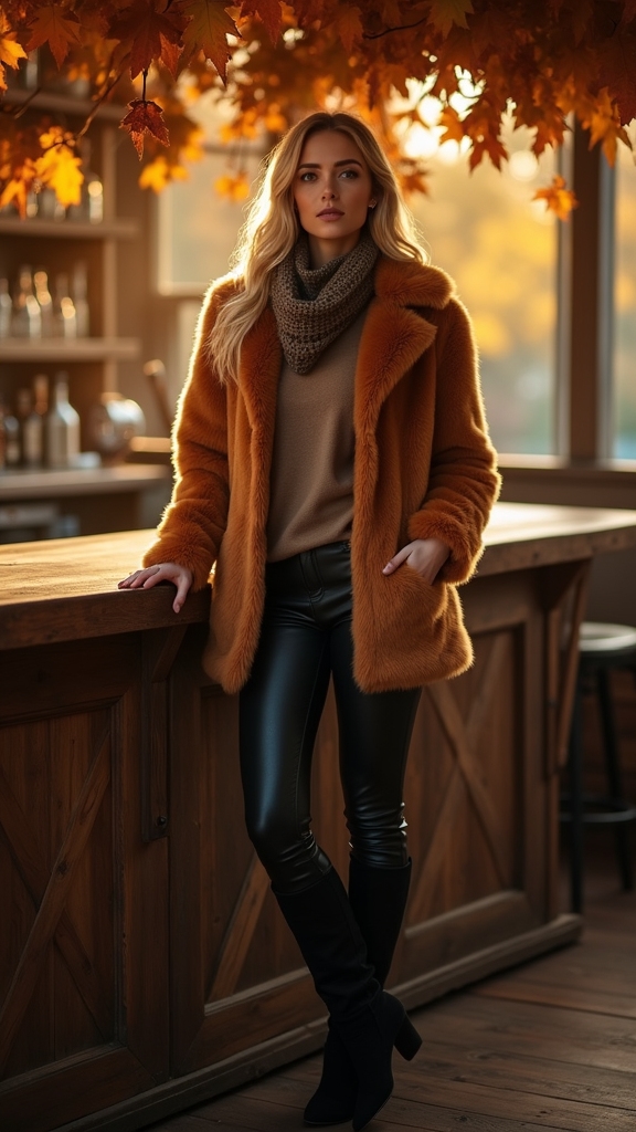 chic faux fur and leather