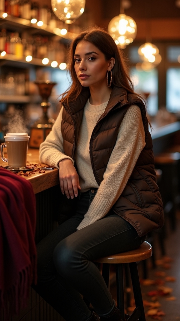 chic puffer vest outfit