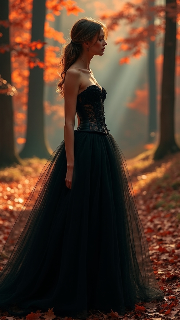 20 Hauntingly Beautiful Fall Goth Outfits 8 corsets tulle drama elegance