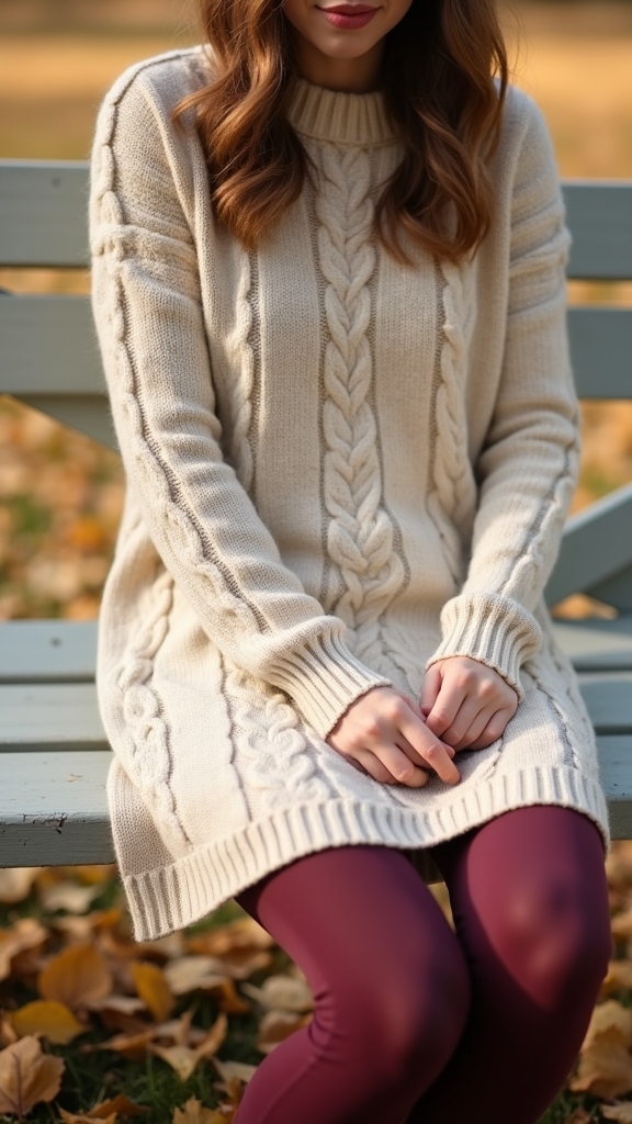 20 Cozy Fall Outfits for Lazy Days 9 cozy cable knit sweater dress