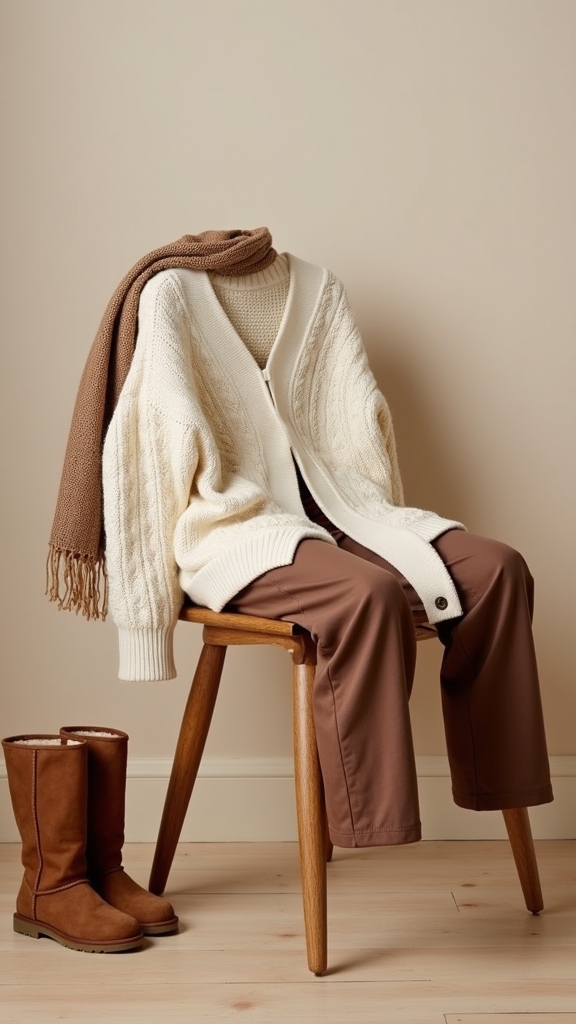 cozy cardigan stylish high waisted pants