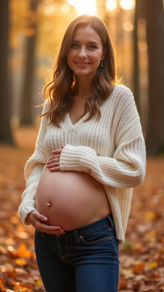 20 Cozy and Chic Fall Maternity Outfits 3 cozy fall maternity style