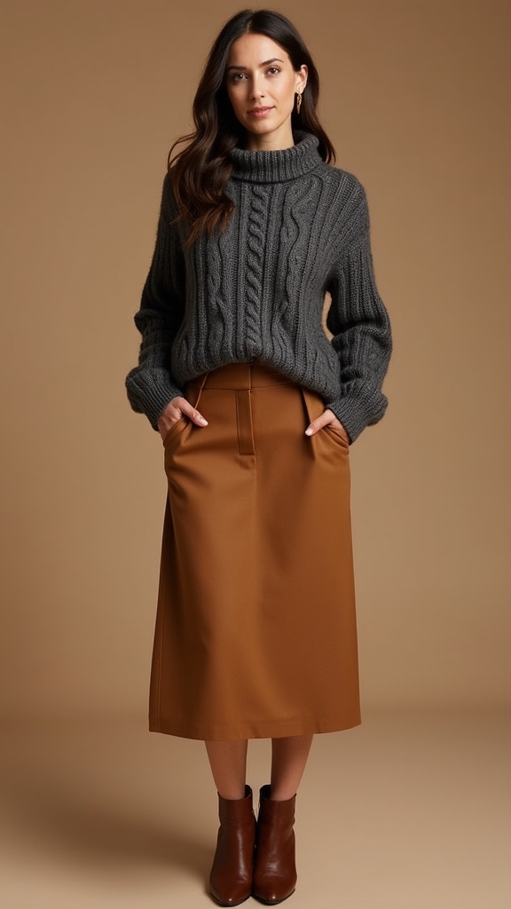 20 Chic Fall Work Outfits 2 cozy knit chic midi