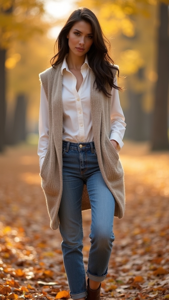 cozy knit vest outfit