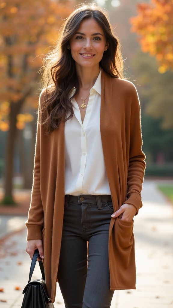 cozy oversized cardigan ensemble