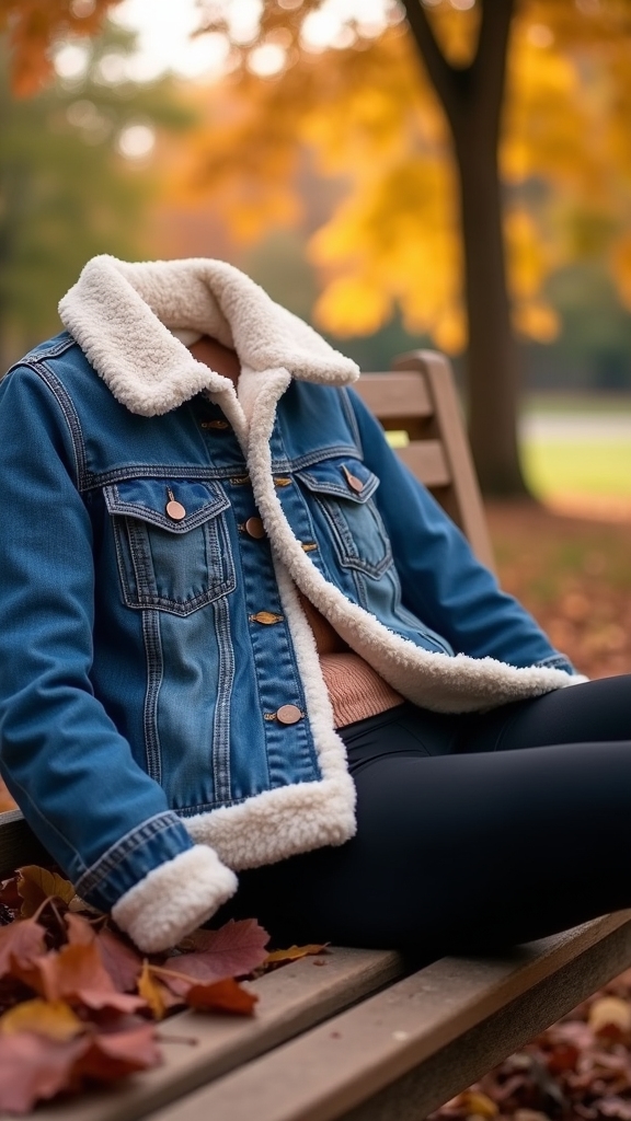 20 Cozy Fall Outfits for Lazy Days 16 cozy sherpa lined denim outfit
