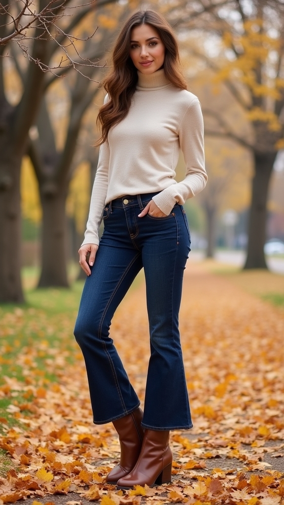 20 Chic Fall Jeans Outfits 5 cropped flare jeans ensemble