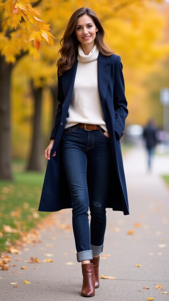 20 Chic Fall Jeans Outfits 17 cuffed jeans and blazer