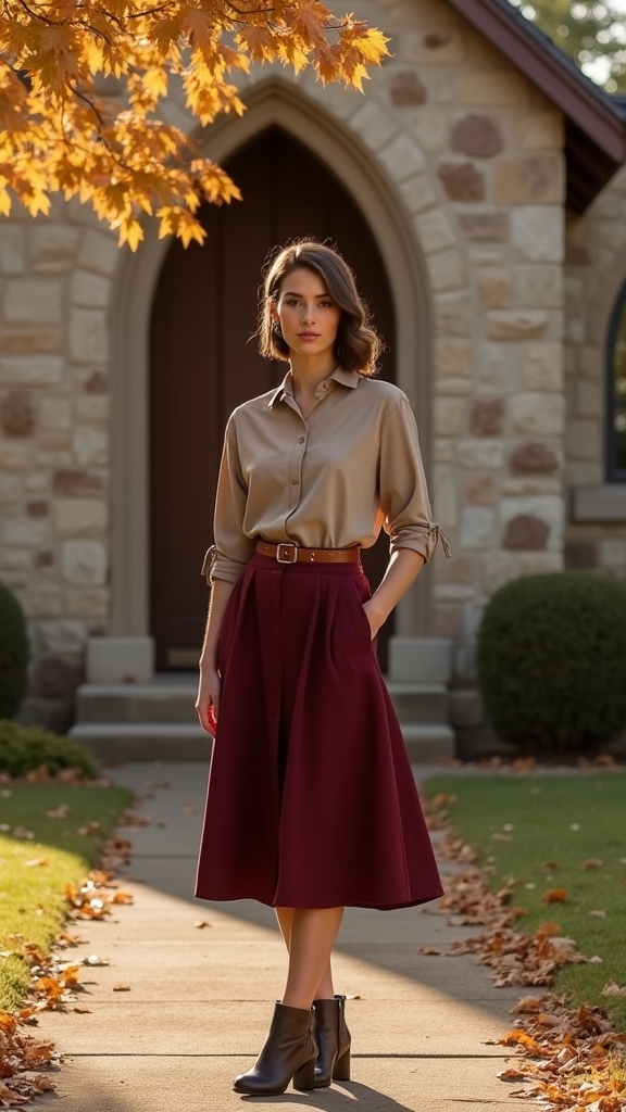 elegant fall church outfit