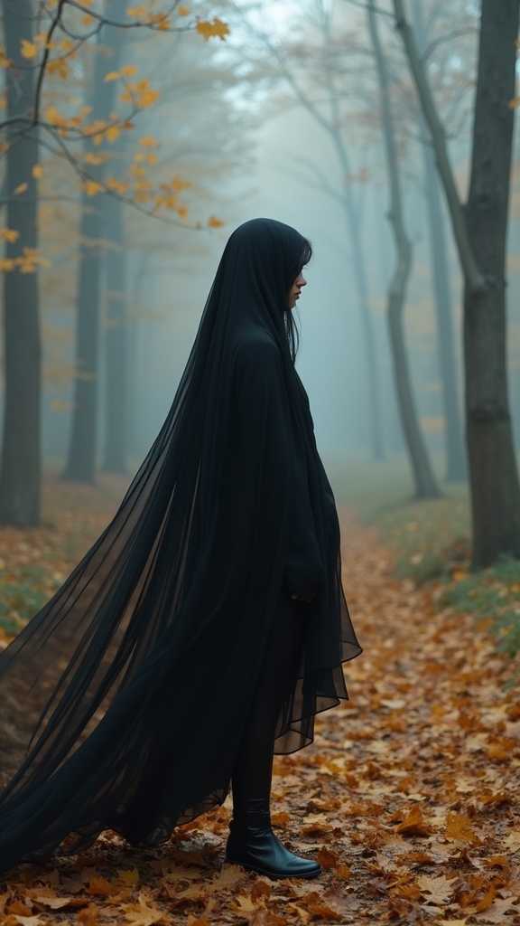 20 Hauntingly Beautiful Fall Goth Outfits 7 ethereal goth fall fashion
