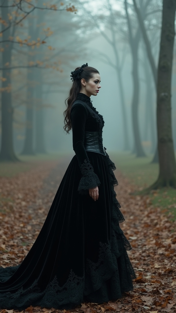20 Hauntingly Beautiful Fall Goth Outfits 1 gothic victorian fashion statement