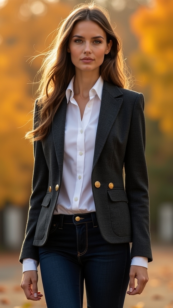 knit blazer tailored jeans
