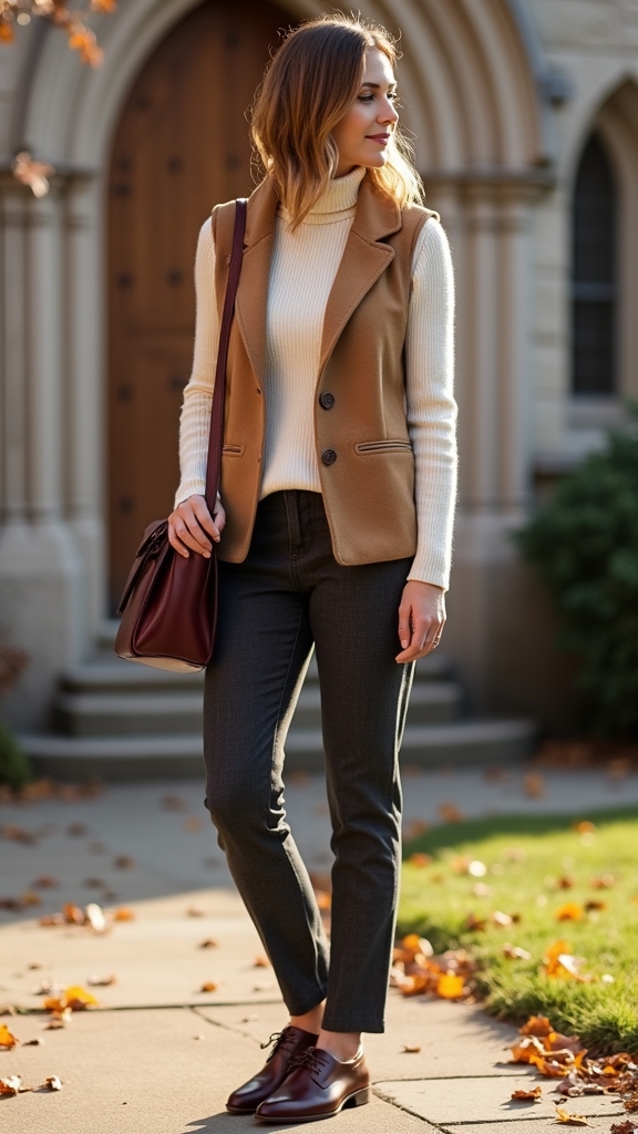 layered sweater vest outfit