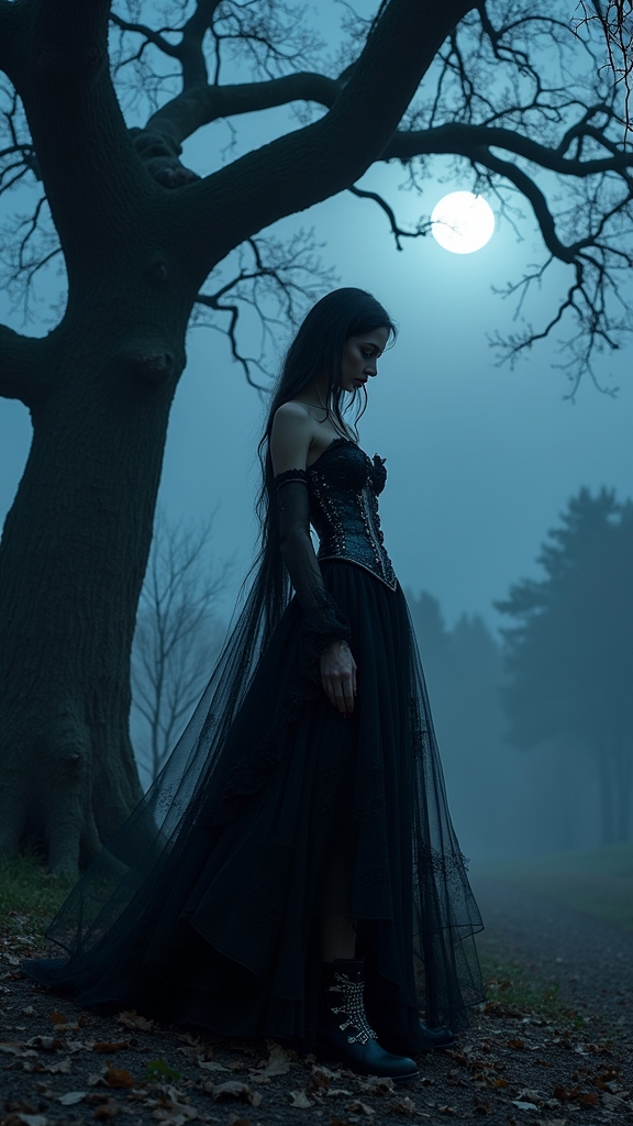 20 Hauntingly Beautiful Fall Goth Outfits 15 moonlit metallic gothic style