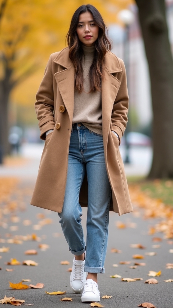 20 Cozy and Chic Baggy Fall Outfits 12 oversized coat relaxed jeans