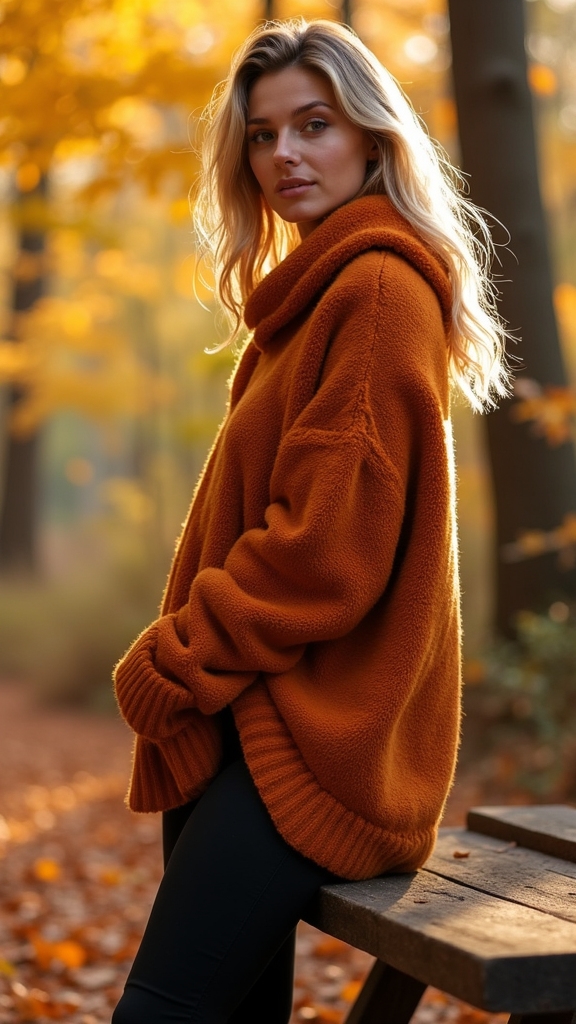 20 Cozy and Chic Baggy Fall Outfits 8 oversized shacket with leggings
