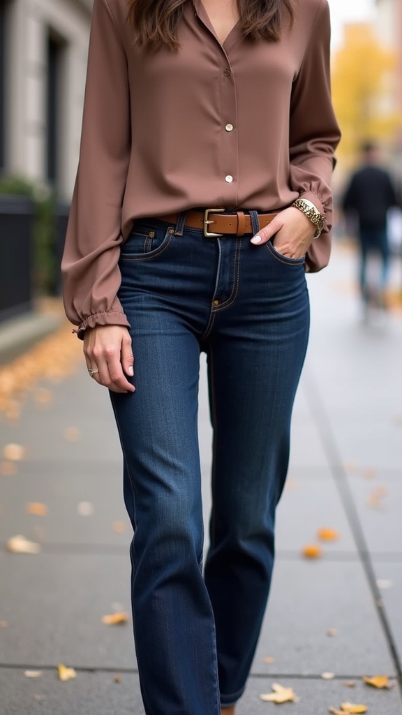 20 Chic Fall Jeans Outfits 15 polished fall look elevated