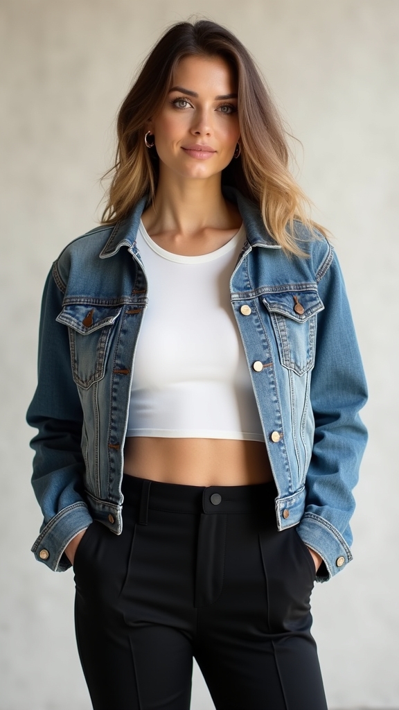 20 Chic Jean Jacket Outfits 2 polished playful layered outfit