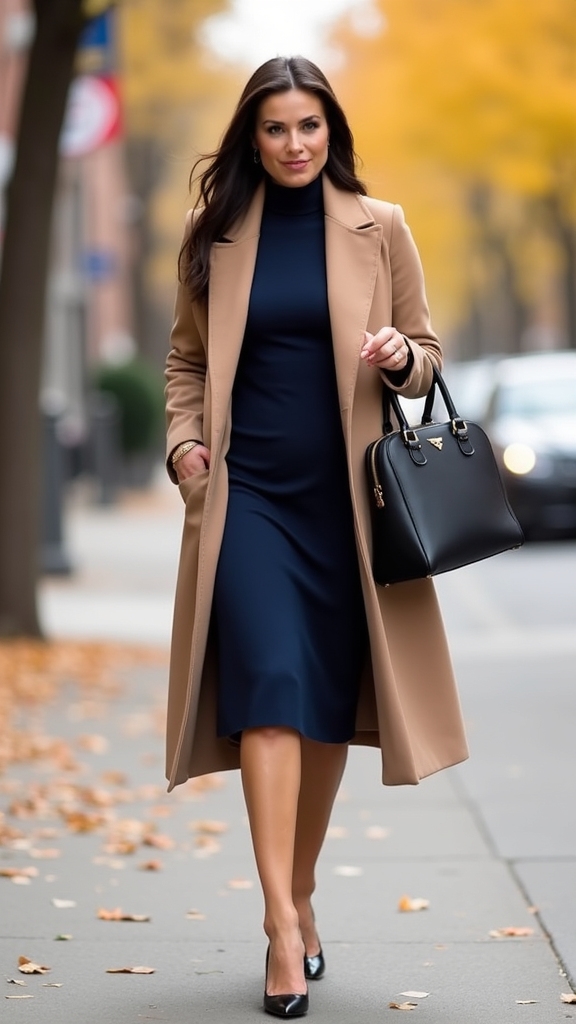 20 Chic Fall Work Outfits 17 structured dress long coat