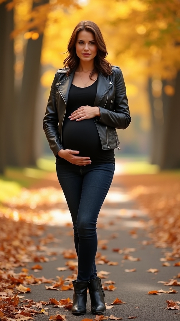 20 Cozy and Chic Fall Maternity Outfits 8 stylish fall maternity outfit