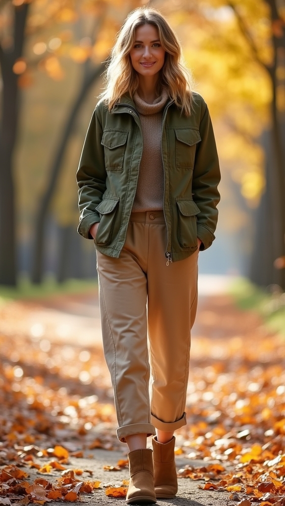 utility jacket and joggers