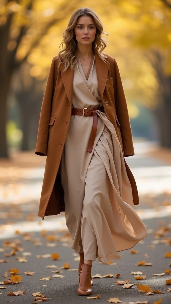 20 Chic Fall Long Skirt Outfits 8 wrap skirt oversized blazer